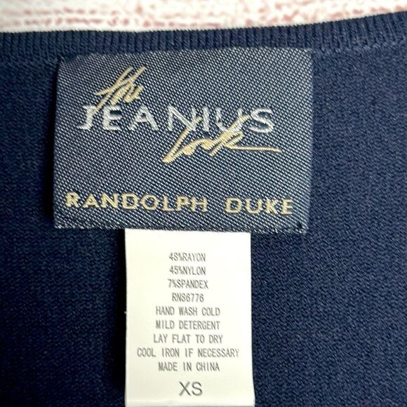 Randolph Duke The Jeanius Look Navy Blue Top V-Neck Glass Bead Embroidery XL - Picture 11 of 12